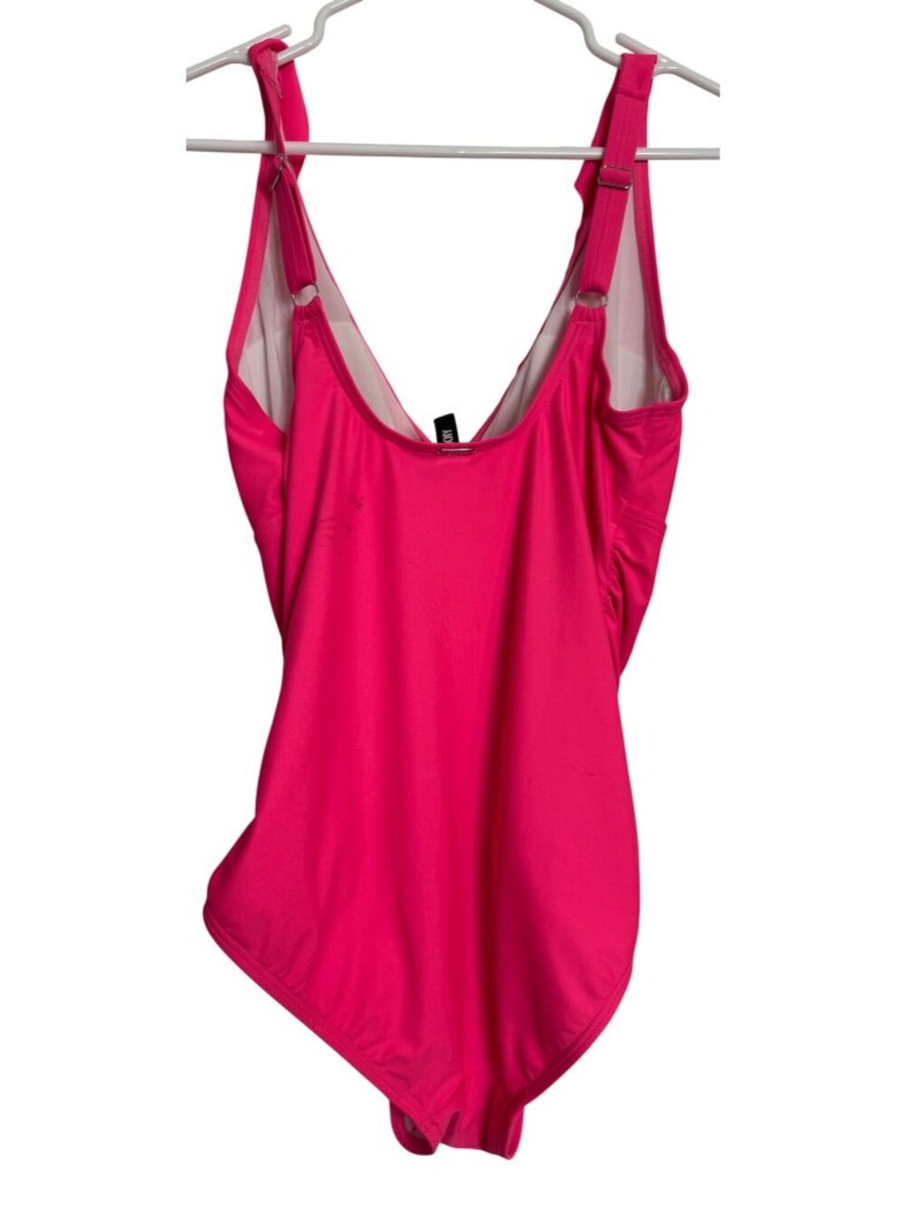 DKNY Ruffle Pink One Piece Swim Size 12 Pink NWT Underwire Ruched - Picture 2 of 10